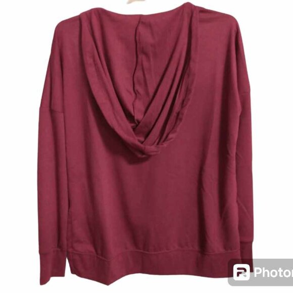 JONES NEW YORK SPORT women's pullover hooded sweatshirt burgundy Small w-031 - Picture 3 of 7